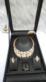 PrestigeApplause Luxury Gold Floral Statement Jewellery Set | Gold Necklace, Earrings, Bracelet & Ring | Wedding Jewellery for Women | Bridal Gift | Luxury Flower Jewellery