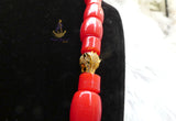 Red Igbo Elephant Tusk Red Coral with Lion Gold Accessories Groom men African Beads Necklace Bracelet Jewellery Wedding Set - For Male