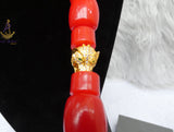Red Igbo Elephant Tusk Red Coral with Lion Gold Accessories Groom men African Beads Necklace Bracelet Jewellery Wedding Set - For Male