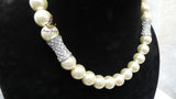 Beautiful Cream White Pearl Beads Crystal Silver Necklace Jewellery Gift Ladies