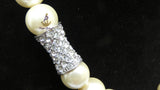 Beautiful Cream White Pearl Beads Crystal Silver Necklace Jewellery Gift Ladies