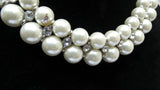 Cream White Light Champagne Pearl Beads Crystal Silver Bridal Cocktail Party Necklace Jewellery Gift Ladies
