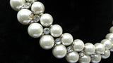 Cream White Light Champagne Pearl Beads Crystal Silver Bridal Cocktail Party Necklace Jewellery Gift Ladies