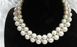 Cream White Light Champagne Pearl Beads Crystal Silver Bridal Cocktail Party Necklace Jewellery Gift Ladies