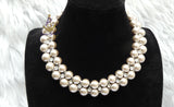 Cream White Light Champagne Pearl Beads Crystal Silver Bridal Cocktail Party Necklace Jewellery Gift Ladies