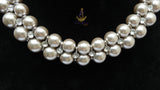 Cream White Light Champagne Pearl Beads Crystal Silver Bridal Cocktail Party Necklace Jewellery Gift Ladies