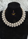 Cream White Light Champagne Pearl Beads Crystal Silver Bridal Cocktail Party Necklace Jewellery Gift Ladies