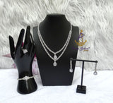 Silver Crystal Bridal Jewellery Set | Cubic Zirconia Wedding Necklace Set | Teardrop Bridal Necklace Earrings Bracelet | Wedding Gift