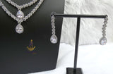 Silver Crystal Bridal Jewellery Set | Cubic Zirconia Wedding Necklace Set | Teardrop Bridal Necklace Earrings Bracelet | Wedding Gift