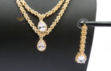 Gold Crystal Bridal Jewellery Set | Cubic Zirconia Wedding Necklace Set | Teardrop Bridal Necklace Earrings Bracelet | Wedding Gift