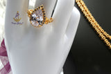 Gold Crystal Bridal Jewellery Set | Cubic Zirconia Wedding Necklace Set | Teardrop Bridal Necklace Earrings Bracelet | Wedding Gift
