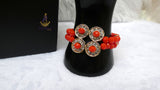 Orange 3 Layers Crystal Bead Wedding Necklace, Bracelet & Earrings Bridal Statement Beads Jewellery Set