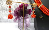 Orange 3 Layers Crystal Bead Wedding Necklace, Bracelet & Earrings Bridal Statement Beads Jewellery Set
