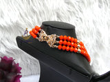 Orange 3 Layers Crystal Bead Wedding Necklace, Bracelet & Earrings Bridal Statement Beads Jewellery Set