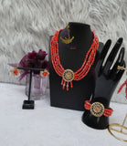 Orange 4 Layers Crystal Bead Wedding Necklace, Bracelet & Earrings Bridal Statement Beads Jewellery Set