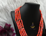 Orange 4 Layers Crystal Bead Wedding Necklace, Bracelet & Earrings Bridal Statement Beads Jewellery Set