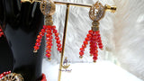 Orange 4 Layers Crystal Bead Wedding Necklace, Bracelet & Earrings Bridal Statement Beads Jewellery Set