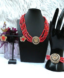 Burnt Orange 4 Layers Crystal Bead Wedding Necklace, Bracelet & Earrings Bridal Statement Beads Jewellery Set