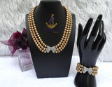 Golden Pearl Party Wedding Necklace and Bracelet Jewellery Great as Gift