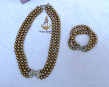 Golden Pearl Party Wedding Necklace and Bracelet Jewellery Great as Gift