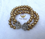 Golden Pearl Party Wedding Necklace and Bracelet Jewellery Great as Gift