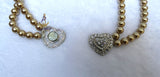 Golden Love Pendant Pearl Party Wedding Necklace Bridal Cocktail Jewellery Great as Gift