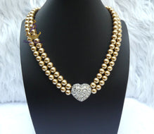Golden Love Pendant Pearl Party Wedding Necklace Bridal Cocktail Jewellery Great as Gift