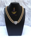 Golden Love Pendant Pearl Party Wedding Necklace Bridal Cocktail Jewellery Great as Gift