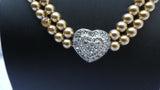 Golden Love Pendant Pearl Party Wedding Necklace Bridal Cocktail Jewellery Great as Gift