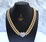 Golden Love Pendant Pearl Party Wedding Necklace Bridal Cocktail Jewellery Great as Gift