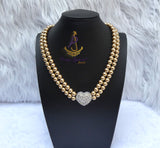 Golden Love Pendant Pearl Party Wedding Necklace Bridal Cocktail Jewellery Great as Gift