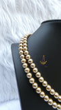 Gold Pearl Double Strand Necklace | Crystal Bow Statement Necklace | Gold Pearl Choker | Bridal Jewellery | Wedding Necklace | Gift for Her