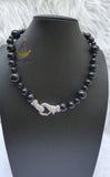 Pearls Black Beautiful Luscious Magnetic Wedding Crystal Party Necklace Earring Jewellery Set