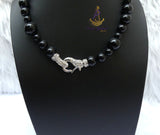 Pearls Black Beautiful Luscious Magnetic Wedding Crystal Party Necklace Earring Jewellery Set