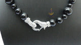 Pearls Black Beautiful Luscious Magnetic Wedding Crystal Party Necklace Earring Jewellery Set