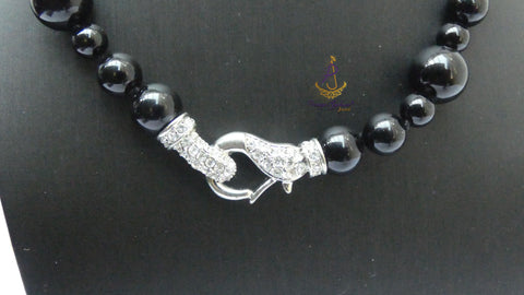 Pearls Black Beautiful Luscious Magnetic Wedding Crystal Party Necklace Earring Jewellery Set