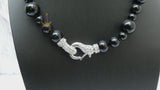 Pearls Black Beautiful Luscious Magnetic Wedding Crystal Party Necklace Earring Jewellery Set