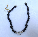 Pearls Black Beautiful Luscious Magnetic Wedding Crystal Party Necklace Earring Jewellery Set