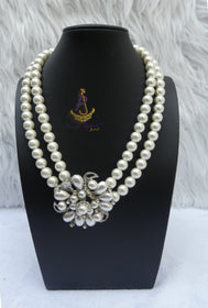 Pearl Beads Crystal Silver Cream Bridal Cocktail Party Necklace Jewellery Gift Ladies