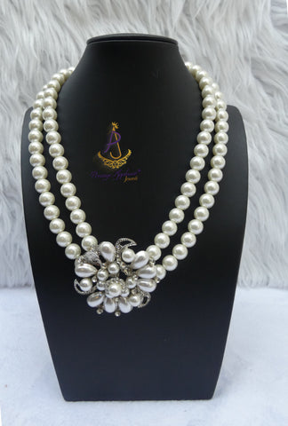 Pearl Beads Crystal Silver Cream Bridal Cocktail Party Necklace Jewellery Gift Ladies