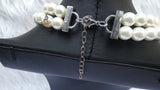 Pearl Beads Crystal Silver Cream Bridal Cocktail Party Necklace Jewellery Gift Ladies