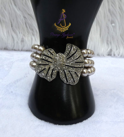 Silver Champagne Gold Pearl Three Layer New Trend Ladies Bracelet With Butterfly/Flower Jewellery Gift