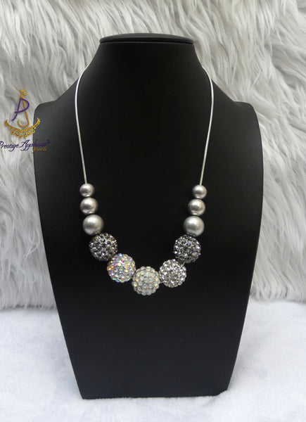 Silver Crystal Ball Beautiful Necklace Cocktail Evening Party Jewellery Great as a Gift for Wife Girlfriend bridesmaid