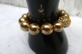 Golden Pearl Bracelet | Statement Stretch Beaded Bracelet | Elegant Crystal Charm Bracelet | Wedding Jewellery | Gift for Her | Women's Fashion Bracelet
