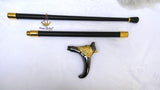 Gold Black Wolf Head Walking Stick Cane Walking Stick Cane | Wedding Groom Staff |Ceremonial Walking Cane