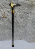 Gold Black Wolf Head Walking Stick Cane Walking Stick Cane | Wedding Groom Staff |Ceremonial Walking Cane
