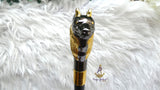 Gold Black Wolf Head Walking Stick Cane Walking Stick Cane | Wedding Groom Staff |Ceremonial Walking Cane