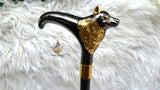 Gold Black Wolf Head Walking Stick Cane Walking Stick Cane | Wedding Groom Staff |Ceremonial Walking Cane