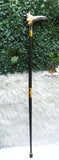 Gold Black Wolf Head Walking Stick Cane Walking Stick Cane | Wedding Groom Staff |Ceremonial Walking Cane