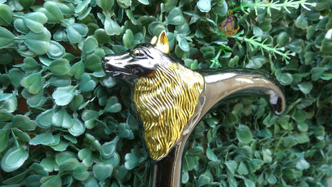 Gold Black Wolf Head Walking Stick Cane Walking Stick Cane | Wedding Groom Staff |Ceremonial Walking Cane